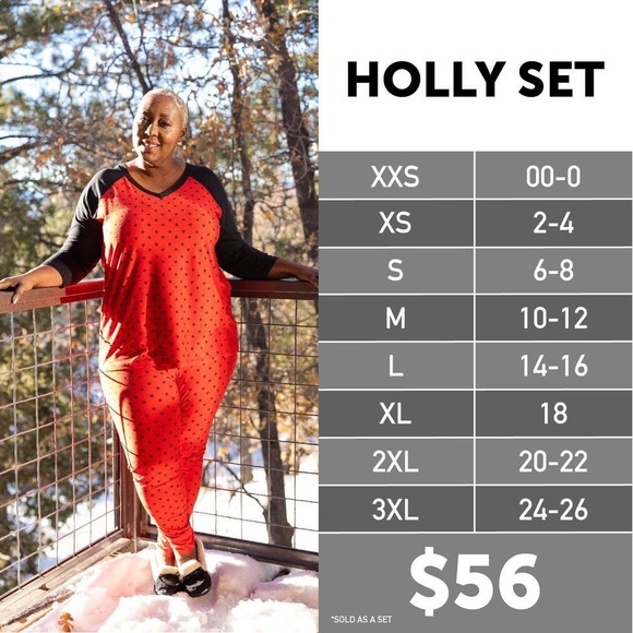 LuLaRoe Dream 2XL Holly Pajama Set - Picture 10 of 12
